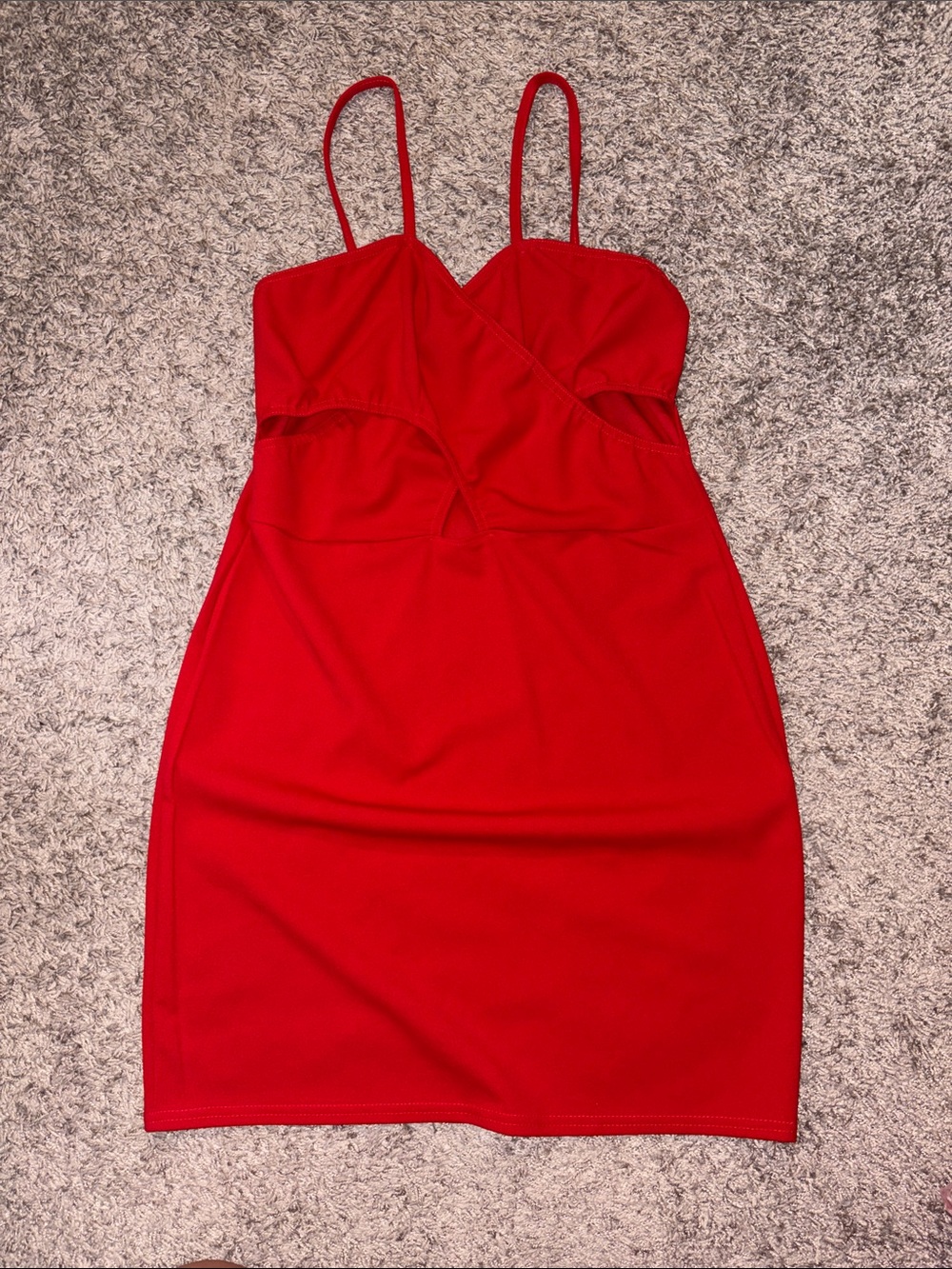 PrettyLittleThing Red Spaghetti Strap Mini Dress - Picture 1 of 3